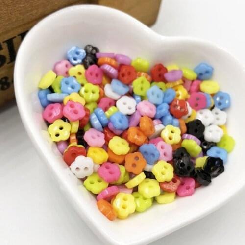 100Pcs/lot 6mm Flowers mini resin buttons kids apparel sewing accessories mix colors two holes DIY scrapbooking PH213