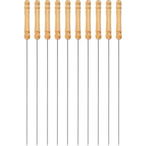 Barbecue Skewers, 50 PCS Barbecue String with Wooden Handle BBQ Stick Needles Outdoor Camping Outings Cooking Tools