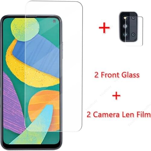 2Pcs Glass for Samsung Galaxy F52 Tempered Glass for Samsung Galaxy F52 Film Screen Protector Anti-Fingerprint Camera Len Film