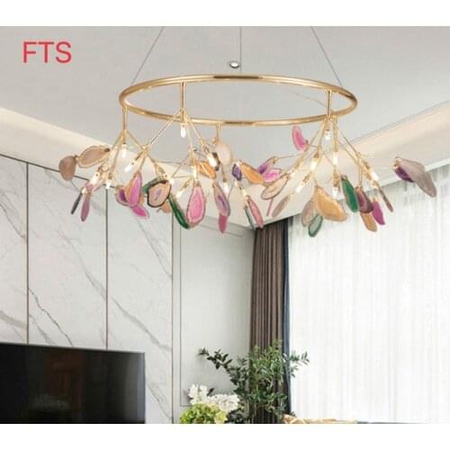 G4 * 20 Lamp Head Colorful Brazilian Agate Firefly LED Chandelier Hall Restaurant Chandelier Modern Simple Agate LED