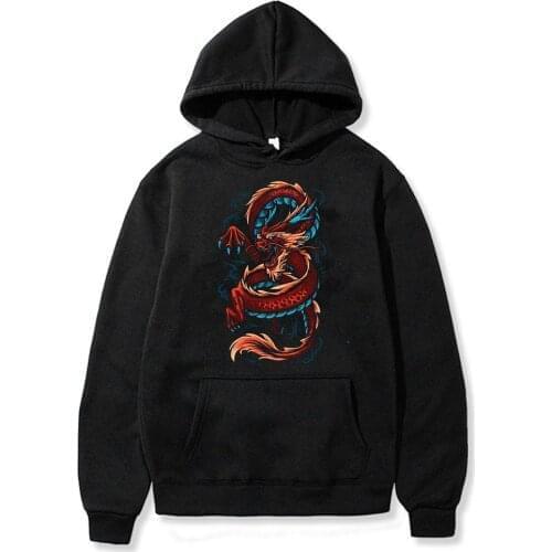 SUNOWE Dragon Print Sweatshirt Hooded Women Hoodie Cute Hip hop Kawaii Harajuku Winter Oversized Kawaii Womens Tops Clothes