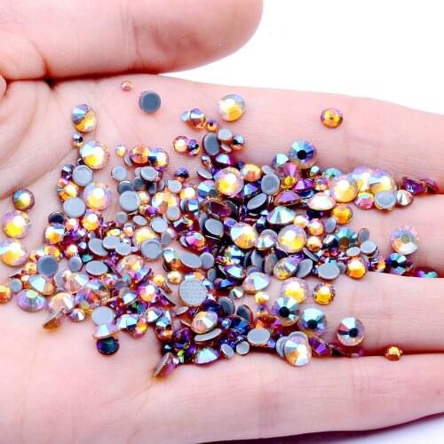 TOPAZ AB Hot Fix Strass Rhinestones Flatback Glue Backing Iron On Glass Stones Appliques For Clothes Wedding Decoration