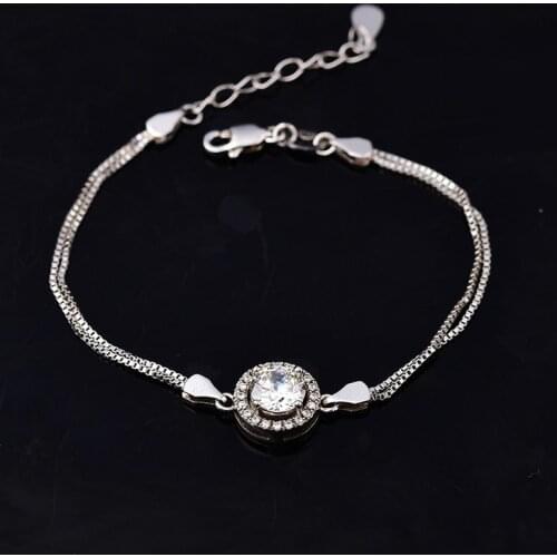 1ct Round Moissanite Bracelet S925 Sterling Silver Charm Bracelets for Women D Color Hearts and Arrows Cutting Fine Jewelry