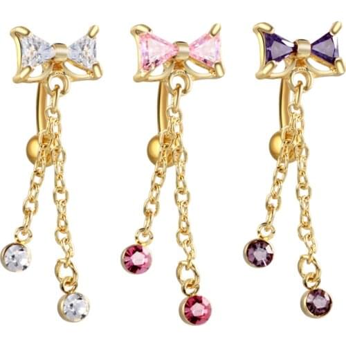 1Pc Stainless Steel Belly Button Rings Sexy Dangle Navel Piercing 14G Zircon Trendy Pendant Belly Ring Body Jewelry Ombligo