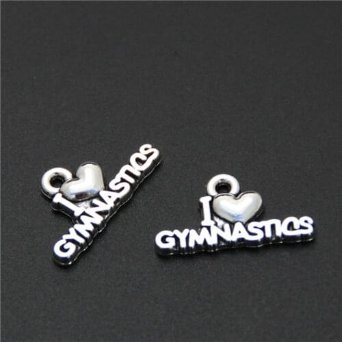 20pcs Silver Color I Love Swimming/I Love Gymnastics Message Sport Swim Charms Sports Theme Diy Craft Jewelry