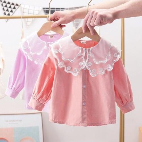 2021 Baby Girls baby Cotton soild lace full T-Shirts shirt Cute Children kids Blouse Clothes
