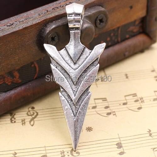 30pcs/lot Zinc Alloy Silver Tone Arrowhead Charm Pendant For Bracelet DIY Jewelry Making Accessory 19x47mm (K02121)
