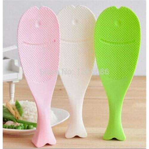 300pcs/lot fish shape Creativity can be vertical Not sticky rice spoon Safe non-toxic pp material