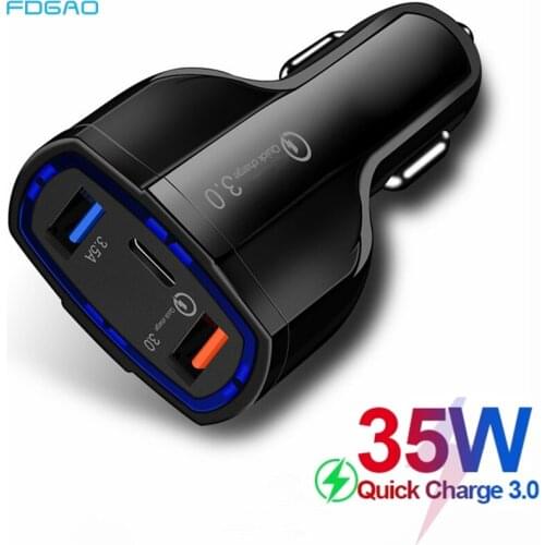 35W Quick Charge 3.0 QC 3 Ports USB Car Charger for Xiaomi Samsung Huawei QC3.0 Type C Fast Charging For iPhone 12 11 X XS XR 8