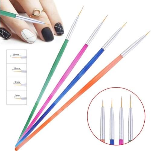 4pcs/set UV Gel Nail Art Brush Liner Brushes Acrylic Polish Carving Drawing Painting Pen Professional Manicure Tools