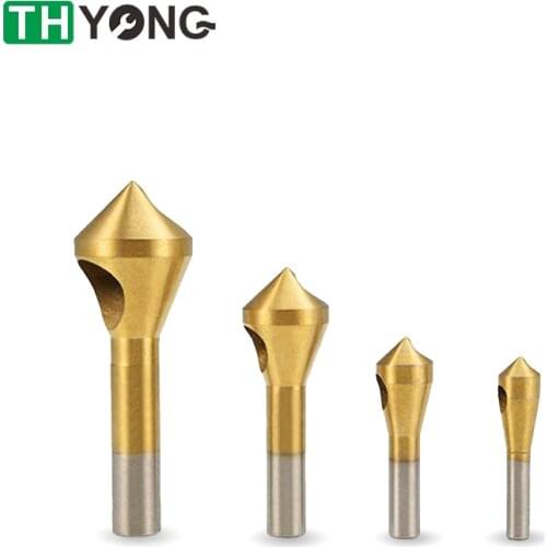 4pcs Titanium Countersink Deburring Drill Taper Hole Cutter Steel/Aluminum Countersunk Head Chamfering Tools