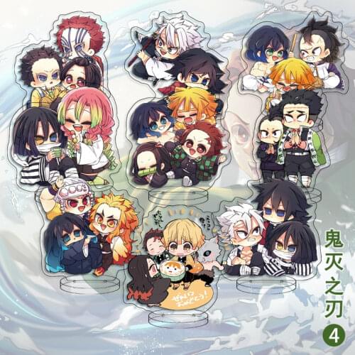9Pcs/Set Anime Demon Slayer Bungo Stray Dogs Toilet-Bound Hanako-kun Cute Acrylic Stand Model Toys Kawaii Figures
