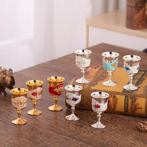 Drinking Glass Stylish Fine Workmanship Zinc Alloy Creative Retro Colourful Goblet Wine Cup Metal tall white wine glass