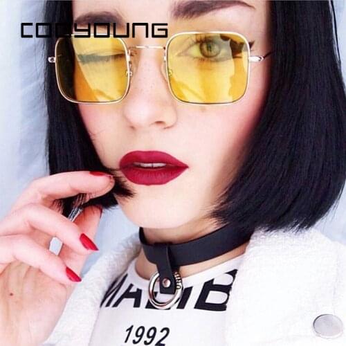 COOYOUNG Womens Mens brand Eyewear metal Sunglasses Clear Lens Frames Gold Square Fame Glasses Optical Male Female Gafas