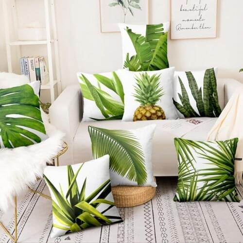 Fresh Green Leaves Digital Printed Pillowcase Home Pillow Decoration Almofadas Decorativas Para Sofa Throw Pillow 45*45cm