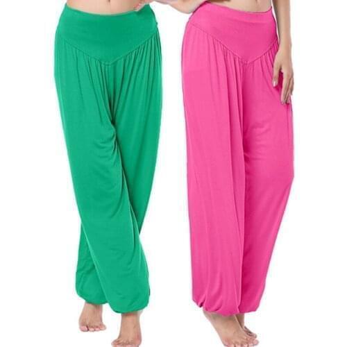 Women Long Pants Harem Modal Dancing Trouses Wide Belly Dance Comfy Boho Fitness Harem Pants DP651417