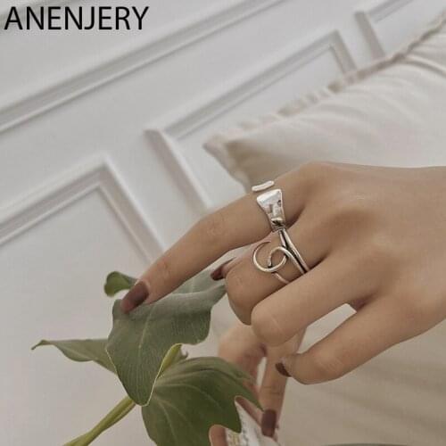 Evimi 925 Sterling Silver Cross Geometric Rings For Women Men Lines Index Finger Ring Korean Simple Jewelry