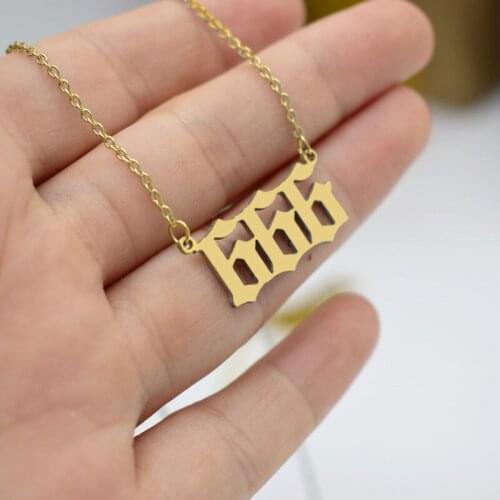 Goth Angel Number Necklace For Women 333 666 777 999 Stainless Steel Choker Chain Devil Necklaces Vintage Jewelry Collier Femme