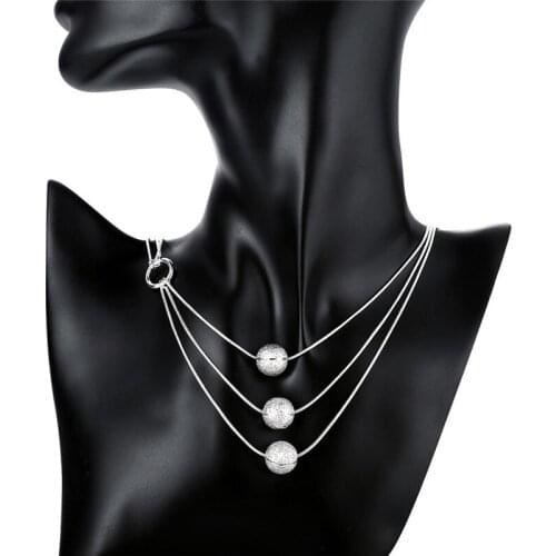 Fine brand 925 Sterling Silver Necklace For Women Jewelry beads chain Pendant necklace Christmas gifts Wedding luxury jewelry