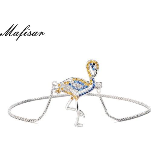 Mafisar Classic Design Animal Series Bracelet Lovely Chinese Red-crowned crane Charm Bracelet Micro Pave CZ Stone Jewelry