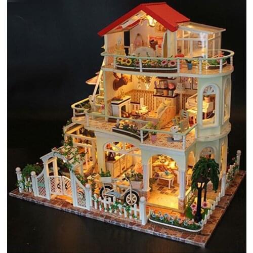 DIY Doll House Wooden Kit Assembly Furniture Miniature Puzzle Handmade Model Dollhouse Toy For Kids Birthday Gift