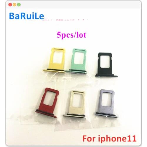 BaRuiLe 5pcs SIM Card Tray for iphone 11 Pro Max 11P 11M Single Replacement Part SIM Card Holder