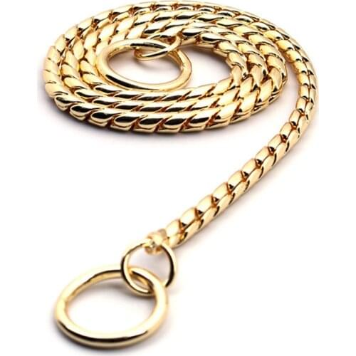 Fashion Black Metal Dog Chain Collar Adjustable Training Pet Necklace Belt Leash P Type Snake Pet Chain Accessories Supplies