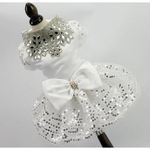 Fashion royal silk Princess Wedding Dresses for Pet dog Pet Skirt Puppy Cat Dress Pet Apparel XS-XL with diomand on neck