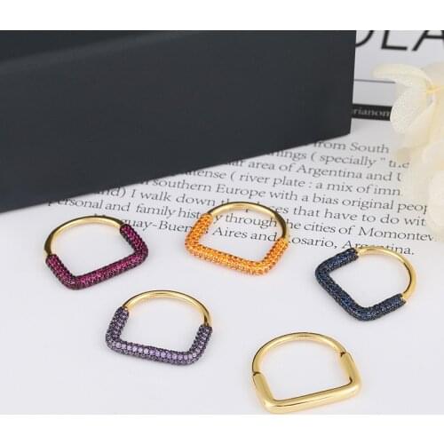 Fashion Popular Simple Colorful Zircon Rectangular Square Cz Stone Women Ring Summer Female Jewelry Zk30