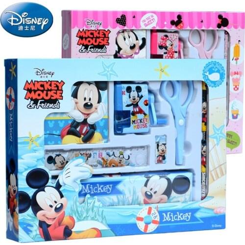 7 piece set Disney stationery set cute ice and snow stationery box pencil sharpener ruler eraser creative combination gift