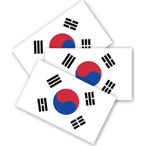 South Korean Flag Bumper Stickers 3 Packs Are Made of Durable Waterproof Material, Motorcycle Helmet Trunk Vinyl Stickers