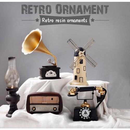 2021 new European retro gramophone model crafts ornaments home big speaker black rubber recorder decoration decoration