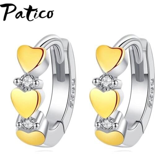New Statement Piercing 925 Sterling Silver Hoop Earrings For Women Cubic Zircon Luxury Wedding Party Yellow Heart Shape Jewelry
