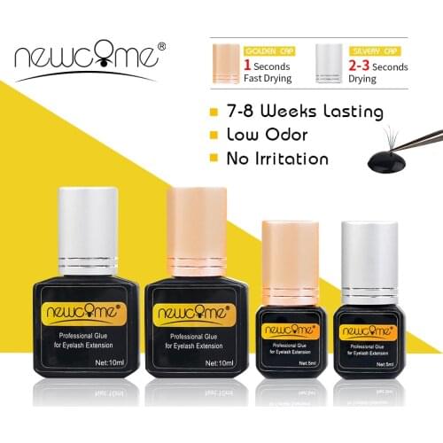 NEWCOME Professional Eyelash Extension Glue 1-3S Drying Time Black Adhesive Low Odor Individual Eyelash Extensions Glue