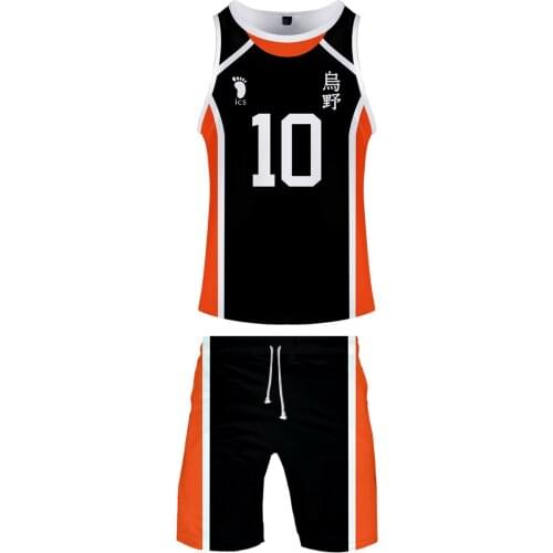 NEW Anime cosplay Haikyuu Hinata Shoyo Cosplay costume Beach Tank Vest Tops Shorts Set Sports Suit
