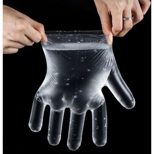 100/500/1000/2000Pcs Disposable Clear PE Plastic Gloves Non-Slip Thickened Protective Hand Cover for Food Prep Handling
