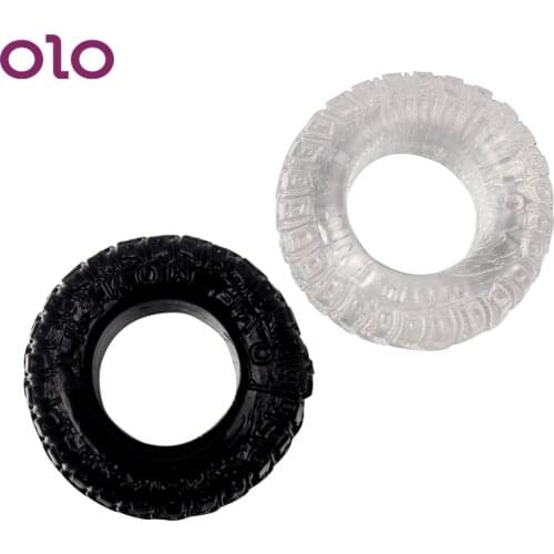 OLO 2Pcs/Set Penis Rings Tire Type Delay Ejaculation Cock Rings Silicone Sex toys for Men Adult Products
