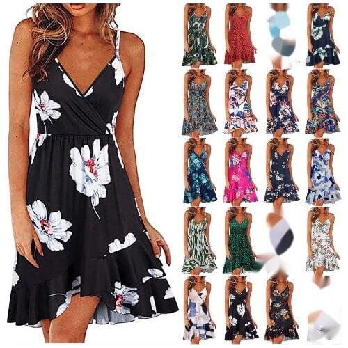 Dress for Women V-Neck Print Floral Dresses for Women Vestido Feminino Above Knee, Mini Dress Vestido De Mujer Women Clothing