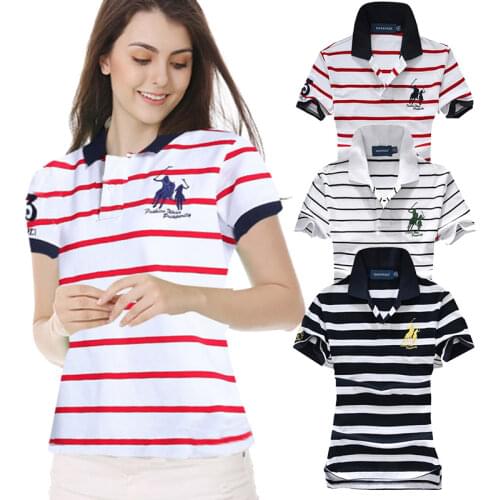 Top Quality New Big horse Polos Shirts 100% Cotton Womens Short Sleeve Casual Lapel Horse Polos Fashion Summer tops 0010