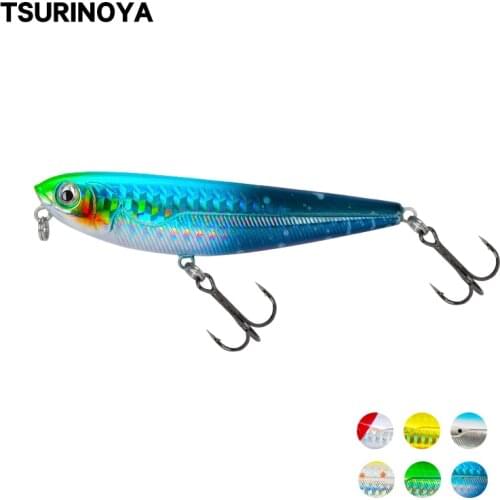 TSURINOYA DW12 85mm 10g Surface Water Floating Pencil Stickbait Hard Lure Wobbler Swimbait Pike Bass Snakehead Bait