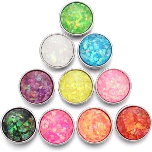 10pcs/lot Mixed 18mm Snap Buttons Jewelry Resin Buttons Snaps Charms Fit Snap Jewelry For Women ZD068