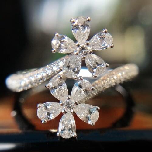 Luxury Dainty Flowers Rings Inlay AAA Cubic Zirconia Hot Sale S925 Jewelry For Women Wedding Party Charm Valentines Day Gifts