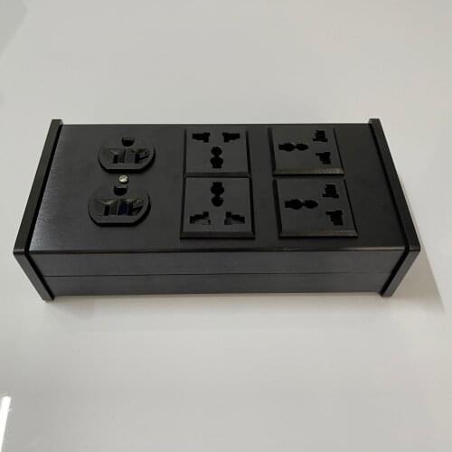 Power Supply Outlet Rhodium plated IEC Input Gold-plated Two US Four Multi Output Aluminum Housing Gold Plated OFC Inside Cable