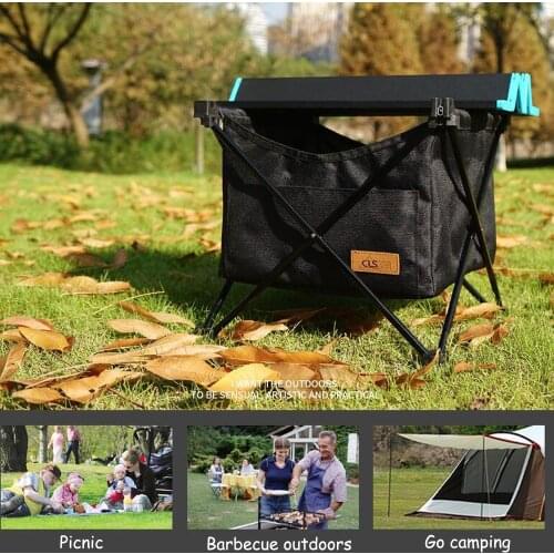 2 in 1 Outdoor Folding Camping Table Aluminium Alloy Portable Waterproof Storage Bag Hanging Pocket Basket BBQ Table Storage Bag