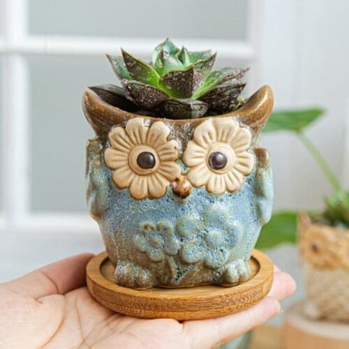 Owl Succulents Flower Pots Living Room Ceramic Flowerpot Office Desktop Cartoon Animal Series Planters
