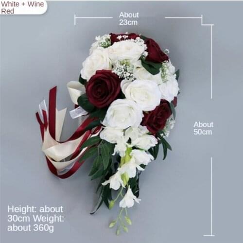 Bride Waterfall Wedding Bouquet Bridesmaid Vintage Wedding Rose Flower Marriage Party Supplies Pink Luxurious Bouquet