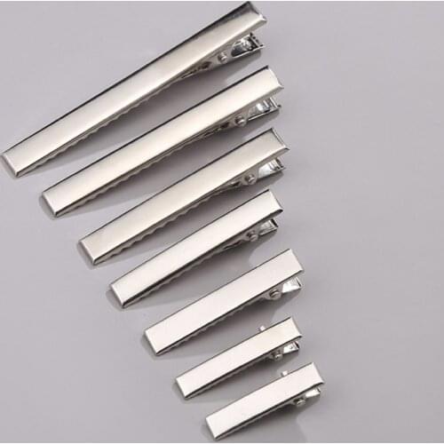 50pcs 32/35/40/45/55/65/75mm Length Flat Metal Single Prong Alligator Hair Clips Barrette Hairpins For DIY Accessories Hair Pin