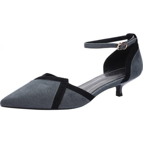 Women Sandals High Heels Sandals Chaussures Femme Buckle Strap Pointed Toe Flock 3.5CM Thin High Heels women shoes size 35-42