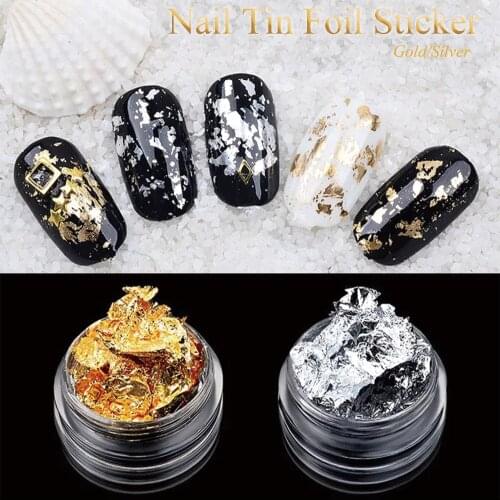 Supwee Gold Silver Colorful Nail Art Foil Paper Irregular Aluminum Nail Sticker Manicures Glitter Gel Polish Nail Art Decoration