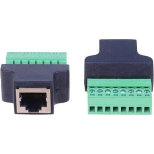 1PCS RJ45 with shielded socket connector 8P network port female to 8P8C green terminal connector